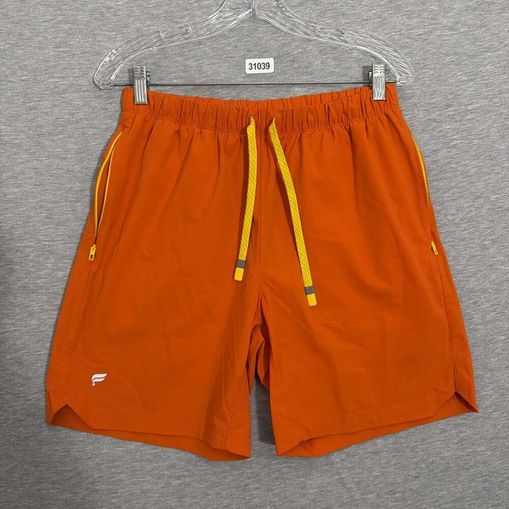 Fabletics Men's Medium Orange One Shot 7" Inseam Linerless Activewear Shorts